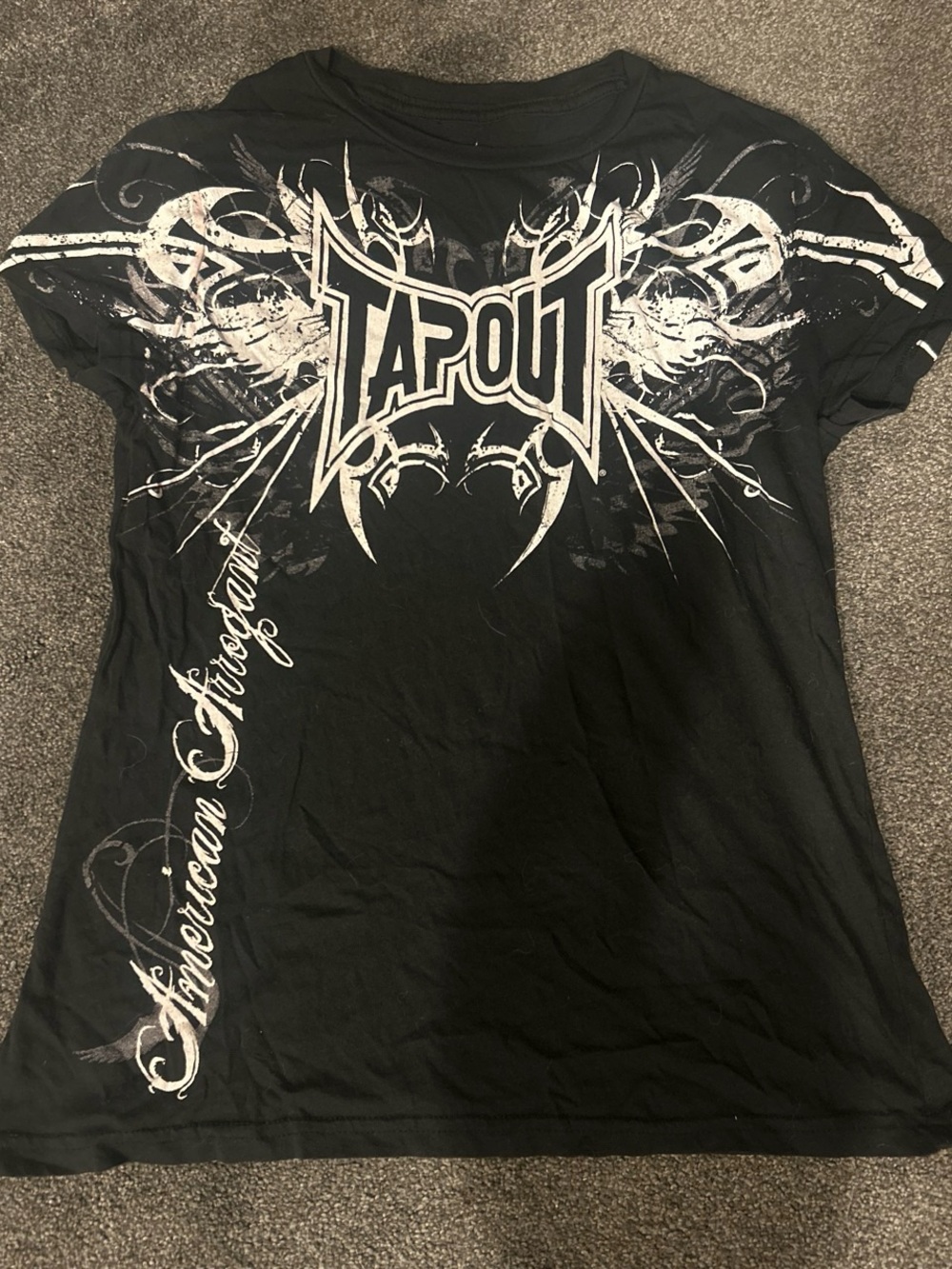 Tapout Black Tee with White Graphic Print